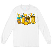 White Childhood Cancer coffee cups yellow ribbon Long Sleeve Tee - NancyCooperArtShop