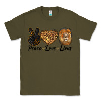 Army Green Peace Love Lion Head Classic Tee - LillyAllenDesigns