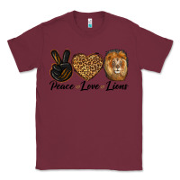 Burgundy Peace Love Lion Head Classic Tee - LillyAllenDesigns