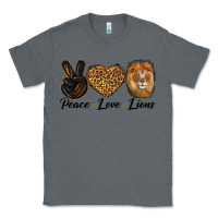Charcoal Heather Peace Love Lion Head Classic Tee - LillyAllenDesigns