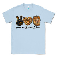 Dusty Blue Peace Love Lion Head Classic Tee - LillyAllenDesigns