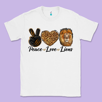 Peace Love Lion Head Classic Tee Designed By Lillyallendesigns