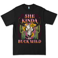 Black she kinda buck wild with bull skull Premium Tee - NancyCooperArtShop