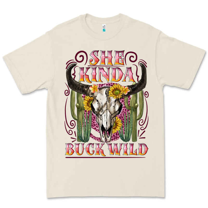 She Kinda Buck Wild With Bull Skull Premium Tee by NancyCooperArtShop | Teevron