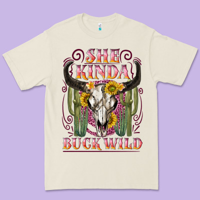 She Kinda Buck Wild With Bull Skull Premium Tee Designed By Nancycooperartshop
