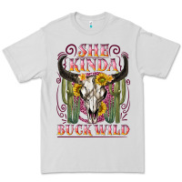 Dove Grey she kinda buck wild with bull skull Premium Tee - NancyCooperArtShop