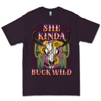 Plum she kinda buck wild with bull skull Premium Tee - NancyCooperArtShop