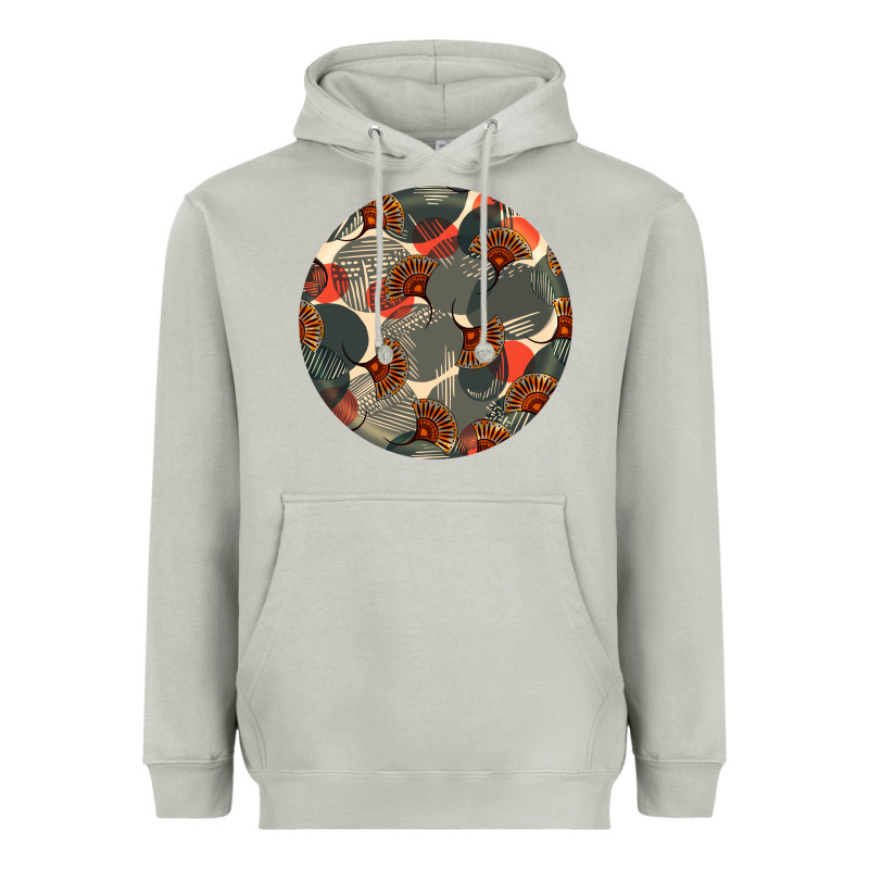 African Fabric Pattern Round Earrings 5 Heavyweight Hoodie by BundleAndBundleShop | Teevron