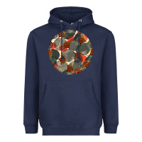 Navy african fabric pattern round earrings 5 Heavyweight Hoodie - BundleAndBundleShop