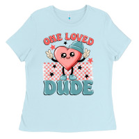 Baby Blue one loved dude Ladies Tee - MaliasSmallBusiness