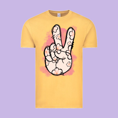 Floral Peace Sign Vintage Tee Designed By Jasminsmagicworld