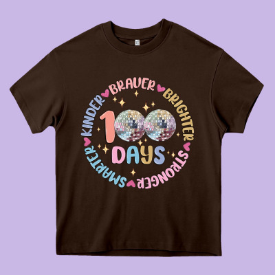 100 Days Of School Heavy Core Tee Designed By Maliassmallbusiness