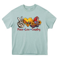 Peace Love Country American Texas Flag Boots Heavy Core Tee | Teevron