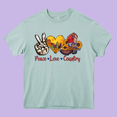 Peace Love Country American Texas Flag Boots Heavy Core Tee Designed By Adodesignshop