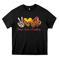 Black peace love country american texas flag boots Heavy Core Tee - AdoDesignShop