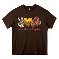 Chocolate Brown peace love country american texas flag boots Heavy Core Tee - AdoDesignShop