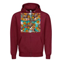 Burgundy chicken with eggs and sunflowers seamles pattern Zipper Hoodie - FaDigitalArtStudio