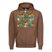 Chestnut chicken with eggs and sunflowers seamles pattern Zipper Hoodie - FaDigitalArtStudio