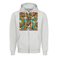 Dove Grey chicken with eggs and sunflowers seamles pattern Zipper Hoodie - FaDigitalArtStudio