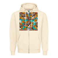 Sandshell chicken with eggs and sunflowers seamles pattern Zipper Hoodie - FaDigitalArtStudio