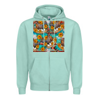Seafoam chicken with eggs and sunflowers seamles pattern Zipper Hoodie - FaDigitalArtStudio