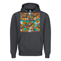 Smoke chicken with eggs and sunflowers seamles pattern Zipper Hoodie - FaDigitalArtStudio