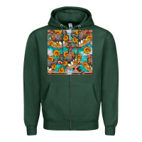 Sports Green chicken with eggs and sunflowers seamles pattern Zipper Hoodie - FaDigitalArtStudio
