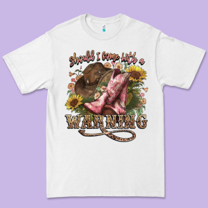 Shouldve Come With A Warning Boots  Cowboy Premium Tee Designed By Nancycooperartshop