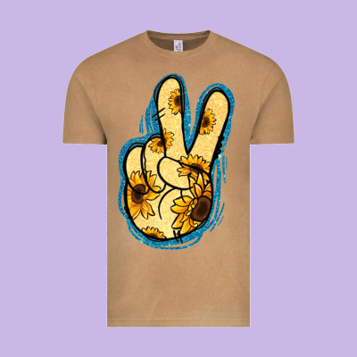 Yellow Glitter Sunflower Peace Sign Vintage Tee Designed By Jasminsmagicworld