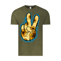 Vintage Olive Yellow Glitter Sunflower Peace Sign Vintage Tee - Jasminsmagicworld