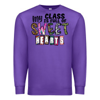 Purple my class ısfull of sweet hearts Premium Sweatshirt - CowhideDigitalArt