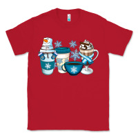 Red Winter Coffee Cups Classic Tee - Artiststas