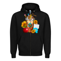 Black teacher cold drink frappe with sunflowers Zipper Hoodie - FaDigitalArtStudio