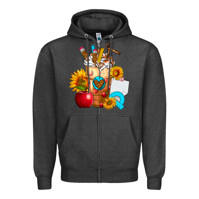 Teacher Cold Drink Frappe With Sunflowers Zipper Hoodie by FaDigitalArtStudio | Teevron
