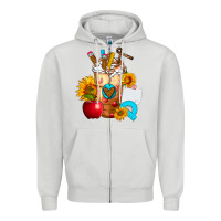 Dove Grey teacher cold drink frappe with sunflowers Zipper Hoodie - FaDigitalArtStudio