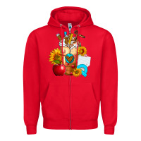 Red teacher cold drink frappe with sunflowers Zipper Hoodie - FaDigitalArtStudio