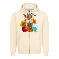 Sandshell teacher cold drink frappe with sunflowers Zipper Hoodie - FaDigitalArtStudio
