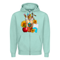 Seafoam teacher cold drink frappe with sunflowers Zipper Hoodie - FaDigitalArtStudio