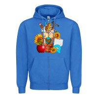 True Royal teacher cold drink frappe with sunflowers Zipper Hoodie - FaDigitalArtStudio