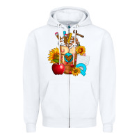 White teacher cold drink frappe with sunflowers Zipper Hoodie - FaDigitalArtStudio