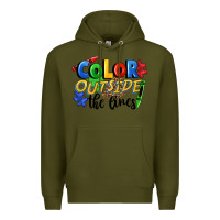 Army Green Color outside the lines Premium Hoodie - FaDigitalArtStudio