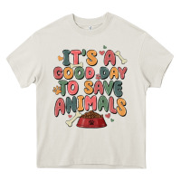Cream it's a good day to save animals Heavy Core Tee - MaliasSmallBusiness