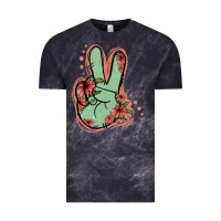 Cloud Black Green Glitter Floral Peace Sign Vintage Tee - Jasminsmagicworld