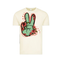Vintage Arctic Green Glitter Floral Peace Sign Vintage Tee - Jasminsmagicworld
