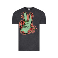 Vintage Black Green Glitter Floral Peace Sign Vintage Tee - Jasminsmagicworld