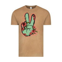 Vintage Camel Green Glitter Floral Peace Sign Vintage Tee - Jasminsmagicworld