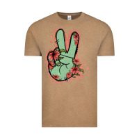 Vintage Coffee Green Glitter Floral Peace Sign Vintage Tee - Jasminsmagicworld
