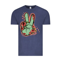 Green Glitter Floral Peace Sign Vintage Tee | Teevron