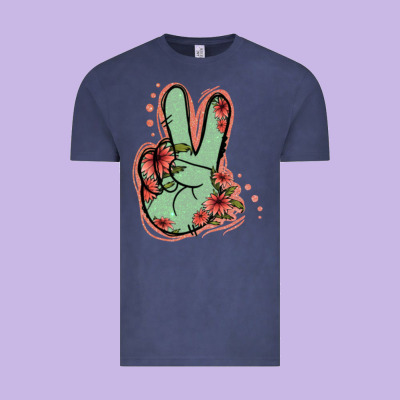 Green Glitter Floral Peace Sign Vintage Tee Designed By Jasminsmagicworld