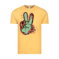 Vintage Mustard Green Glitter Floral Peace Sign Vintage Tee - Jasminsmagicworld